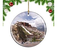 Ornements De Noël en Céramique Palais du Potala À Lhassa Personnalisé Decoration Noel Sapin Rond Souvenir pour Balcon Fête Activités