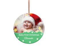 Ornements de Noël en Céramique Personnalisés - Décorations Premier Noël pour Nouveau-nés 2024, Boule Personnalisable, Cadeau Original
