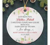 Ornements De Noël en Céramique Que Dieu Vous Bénisse Aujourd'hui Et qu'il Soit avec Vous. Créatif Décoration Sapin De Noël Personnalisé Ornement Céramique pour Salon Famille Fenêtre