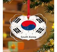 Ornements de Noël en Corée du Sud, drapeau d'État, voyage, sport, souvenir personnalisé, disques en acrylique transparent, drapeau du monde mondial, pendentif de voyage pour décoration d'arbre de Noël