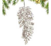 Ornements De Noël En Fil Scintillant,Décor Artificiel de Feuille de Cyprès Brillant avec Perle - Décoration Sapin De Noël - Pour Murs Cheminées Escaliers Rampes Main-courantes Fête Vacances Maison Piè