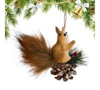Ornements de Noël en forme d'animal de la forêt - Décoration de Noël | Figurine d'écureuil de Noël pour fenêtre de cour, porche, intérieur et extérieur, vacances, cour B