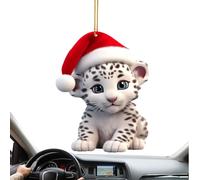 Ornements de Noël en forme d'animal, léopard des neiges, décoration de sapin de Noël, décoration en acrylique 2D, décoration de fenêtre, mur, maison, pendentif animal