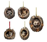 Ornements De Noël En Forme D'animaux, Décorations De Sapin De Noël Plates En Acrylique 2D À Suspendre, Décorations D'animaux Pour Arbre, Pendentif De Voiture À Suspendre Pour Les Amoureux Des Animaux,