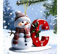 Ornements de Noël en forme de bonhomme de neige, lettres en acrylique 2D personnalisées, décorations de Noël en forme de bonhomme de neige, pendentif de Noël décoratif personnalisé à faire soi-même
