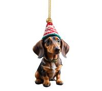 Ornements de Noël en forme de chien - Ornement de sapin de Noël en acrylique, décoration et pendentif de voiture pour chien, décorations mignonnes et festives pour les amoureux