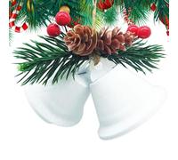 Ornements de Noël en forme de cloche - Cloche de traîneau avec décor d'épicéa artificiel et de baies rouges | Jolies tentures rouges, blanches et vertes pour décoration d'arbre et de fête, pendentif c