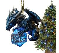 Ornements de Noël en forme de dragon | Pendentif de vacances en forme de dé 2D - Ornements de Noël à suspendre | Pour fête, appartement, lieu de travail, voiture, intérieur de maison, salon