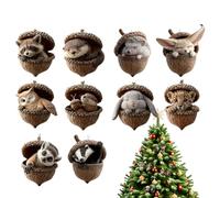 Ornements de Noël en forme de gland en acrylique 2D | Pendentif animal rustique pour voiture, rétroviseur, fenêtre, mur, porte, fête d'hiver, fête à la maison, famille, amis