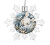 Ornements de Noël en forme de lapin endormi - 9,4 x 10,4 cm - Pendentif en plastique à paillettes pour sapin de Noël - Décoration pour les vacances, l'hiver, la fenêtre - Cadeau de fête