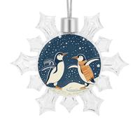 Ornements de Noël en forme de pingouin dansant en forme de flocon de neige - 9,4 x 10,4 cm - Pendentif en plastique pailleté - Décoration pour les vacances, l'hiver, la fenêtre, la fête