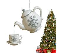 Ornements De Noël en Forme De Théière - Décor Théière Vacances Acrylique 3,15 Pouces | Mini Théières en Céramique pour Arbre, Couronnes Et Décoration Vacances | Ornements - Fête Noël