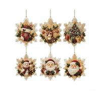 Ornements de Noël en pour bois 6PCS Kit DIY Perles 8cm Suspensions | Fabriqué en pour bois avec perles et cristaux Pour arbre pour fenêtres Activité créative pour enfants et adultes