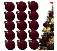 Ornements de Noël en Velours 15pcs 8 cm Boules de Noël en Velours avec Boucle Suspendus Ornements en Arbres à l'épreuve pour Le Carnaval Vacances fête à Domicile, Bordeaux