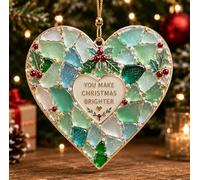 Ornements de Noël en verre de mer, style mosaïque, faits main, en forme de
