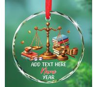 Ornements de Noël en verre pour avocat, décoration de Noël, décoration de Noël, cadeau souvenir d'avocat pour étudiant en faculté de droit, décoration en verre d'avocat personnalisé pour arbre de Noël