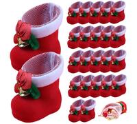 Ornements de Noël ensemble 24pcs mini bottes rouges sacs de bonbons Noël décorations sacs cadeaux beaux tâches
