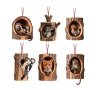 Ornements de Noël - Ensemble 6 pièces en Acrylique 2D sur Le thème des Animaux, pendentifs d'animaux d'arbre de Noël 2,76 x 3,15 Pouces pour la décoration Chambre à Coucher, Balcon, Porte, mu