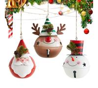 Ornements De Noël-ensemble De Décoration De Vacances En Fer 3 Pièces, Décoration Suspendue Père Noël Bonhomme De Neige Renne, Présentoir De Figurines Festives Vintage | Ensemble D'ornements D'intérieu