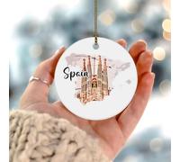 Ornements de Noël Espagne Architecture Carte Bâtiment Art Scène Rond Arbre de Noël Ornement Céramique Ferme Paysage urbain Illustration Illustration Boule de Noël pour décoration d'intérieur