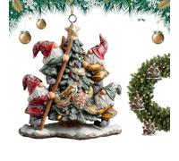Ornements de Noël Gnome - Décoration à suspendre naine en acrylique 2D, pendentifs festifs plats saisonniers, accessoires d'arbre de vacances mignons, figurines décoratives en acrylique Gnome d'hiver,