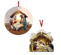 Ornements De Noël Jésus - 2 Pièces Décor Acrylique 2D | Ornements De Noël Chrétiens,pour Vacances Réveillon du Nouvel an Anniversaire Mariage Fête Maison Adultes Famille