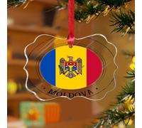 Ornements de Noël Moldavie Drapeaux nationaux de pays marin, voile, souvenir à suspendre, disques en acrylique transparent, drapeau d'État, pendentif de sport de voyage pour décoration d'arbre de Noël