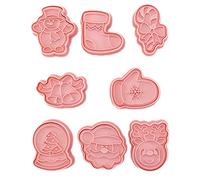 Ornements de Noël, moule à biscuits de Noël 8pcs / Set 3D Cookie Cutter avec différents éléments pour pâtisserie pâte Donut Fondant Sugarcraft Cake Decor Style 1