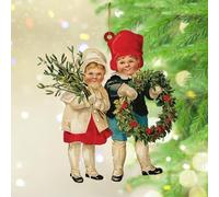 Ornements de Noël Old Time Santa Story's Story Time - Décoration de sapin de Noël - Souvenir - Vacances festives - Décoration d'intérieur élégante et ronde en acrylique transparent - Cadeau pour lui