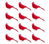 Ornements de Noël Ornements artificiels Cardinaux Oiseaux de Noël Oiseau Rouge avec Clip Animal simulé avec Panache 12pcs Cadeaux de Noël