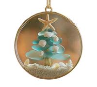 Ornements de Noël | Pendentif en acrylique en forme de sapin de Noël côtier | Breloque de plage pour fête de vacances, mur, fenêtre, salon, fête, maison, saison festive