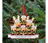 Ornements de Noël Personnalisés 2024 Famille de 2,3,4,5,6,7,8 Décoration de Noël avec Nom Personnalisé, Cadeaux Uniques et Mémorables pour le Noël, Pendentif cerf de Noël personnalisable, Famille de 6