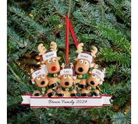 Ornements de Noël Personnalisés 2024 Famille de 2,3,4,5,6,7,8 Décoration de Noël avec Nom Personnalisé, Cadeaux Uniques et Mémorables pour le Noël, Pendentif cerf de Noël personnalisable, Famille de 5