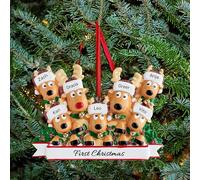Ornements de Noël Personnalisés 2024 - Famille de 2 à 8 - Décoration avec Nom Personnalisé - Cadeaux Uniques et Mémorables - Pendentif Cerf Personnalisable
