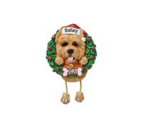 Ornements de Noel personnalises pour chien 2024- Cairn Terrier dans l'ornement de couronne de Noel et de chapeau decor suspendu decorations d'arb
