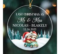 Ornements de Noël personnalisés pour couple de paresseux ensemble 2025, dernier Noël en tant que Mr & Miss ornement cadeau pour lui, elle, décoration personnalisée Mr & Miss Paresseux, Our Last