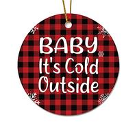 Ornements De Noël Plaid Buffalo Rouge Et Noir Bébé, Il Fait Froid Dehors Déco Festive À Suspendre Fête Uniques Décoration De Sapin De Noël
