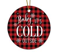 Ornements De Noël Plaid Buffalo Rouge Et Noir Bébé, Il Fait Froid Dehors Ornement en Céramique Personnalisable Fête Décoration De Sapin De Noël