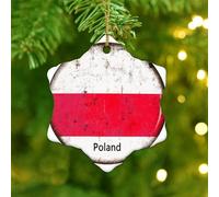 Ornements de Noël Pologne Drapeau international Bannière à suspendre Ornements d'intérieur Décoration d'intérieur Unique Céramique Porcelaine Ornement Pendentif pour amis, collègues, employés, famille