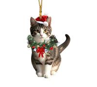 Ornements de Noël pour chats - Pendentif en acrylique 2D, animal mignon pour décorations de Noël à accrocher à l'arbre | Ensemble d'ornements festifs pour chats pour la maison, cheminée, giardi