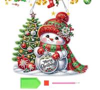 Ornements de Noël pour Peinture Strass - Kit de Bricolage 2D en Acrylique - Ornement Festif à Suspendre - pour Art Amateur, Festival, Porte, Bureau, Couronne de Noël, escalier, fenêtre