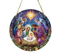 Ornements de Noël religieux, ornements de Noël pour crèche, décoration d'arbre de Jésus Ornement | Décorations de fête Pendentif festif, Ornements d'arbre de Noël en acrylique 2D crèche, déco