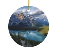 Ornements de Noël ronds en céramique - Parc national Banff - Décoration de sapin de Noël - Décoration d'intérieur et d'extérieur à suspendre pour les vacances, les mariages, les cadeaux de Noël