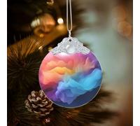 Ornements de Noël ronds en verre à suspendre avec dégradé de couleur pour fête, mariage, cheminée en plein air