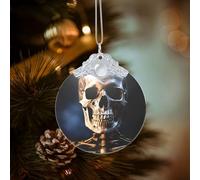 Ornements de Noël ronds en verre à suspendre en forme de squelette pour fête, mariage, cheminée en plein air