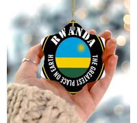 Ornements de Noël « The Greatest Place on Earth » du Rwanda - Drapeau du monde - Décoration ronde en céramique - Drapeau national rustique - Cadeaux nautiques - Boules de Noël - Décorations d'arbre de
