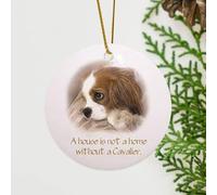 Ornements De Noël Une Maison n'est Pas Un Foyer sans Un Cavalier King Charles Spaniel Décorations Noël Sapin Pendentifs Personnalisable Ornement en Céramique Créatif Noël Ornement, 1 Piece