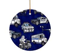 Ornements de Noël Voiture Police 1, Décor de Noël A Suspendre pour Arbres Homme Femme
