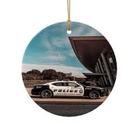 Ornements de Noël Voiture Police, Décor de Noël A Suspendre pour Arbres Homme Femme