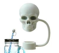 Ornements de paille de crâne pour gobelets, casquettes de paille de crâne | Couverture de paille de squelette en silicone | Ornements de paille pour Halloween, couvercles de paille avec têtes de